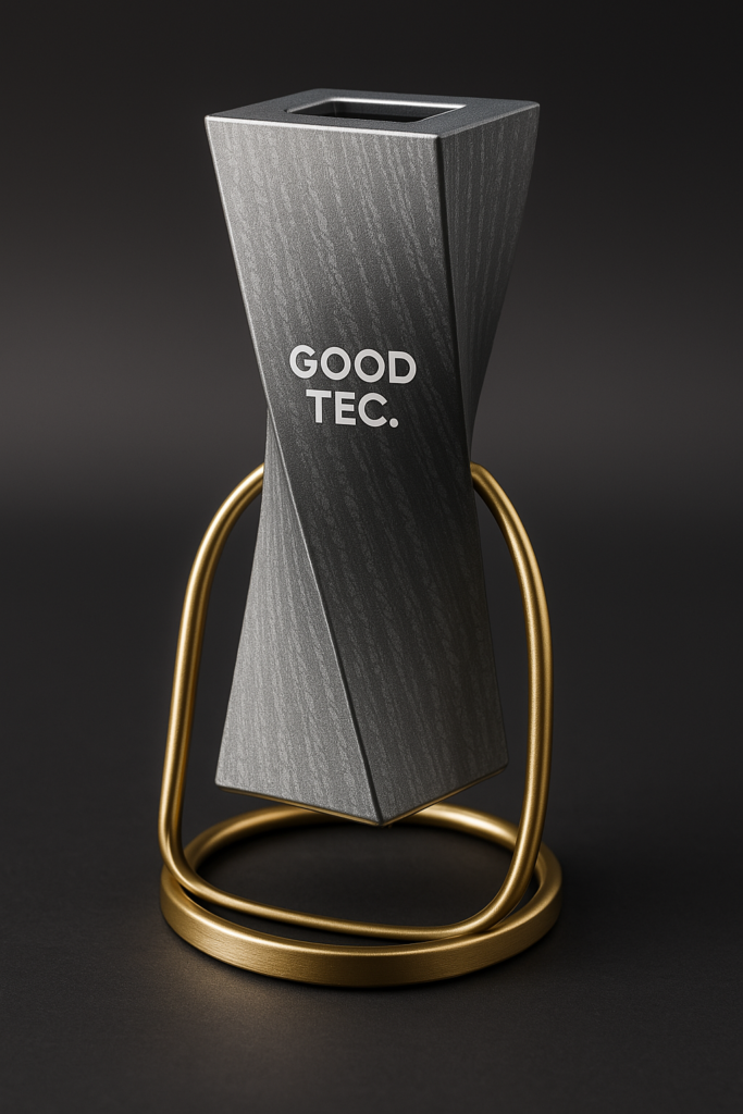 Sculptural dark metal fragrance diffuser on a circular stand