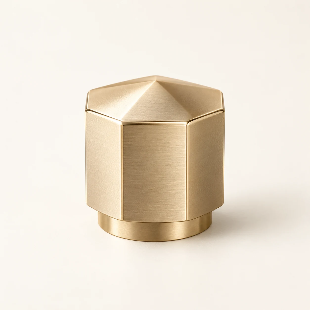 Complete faceted champagne-gold perfume cap design concept