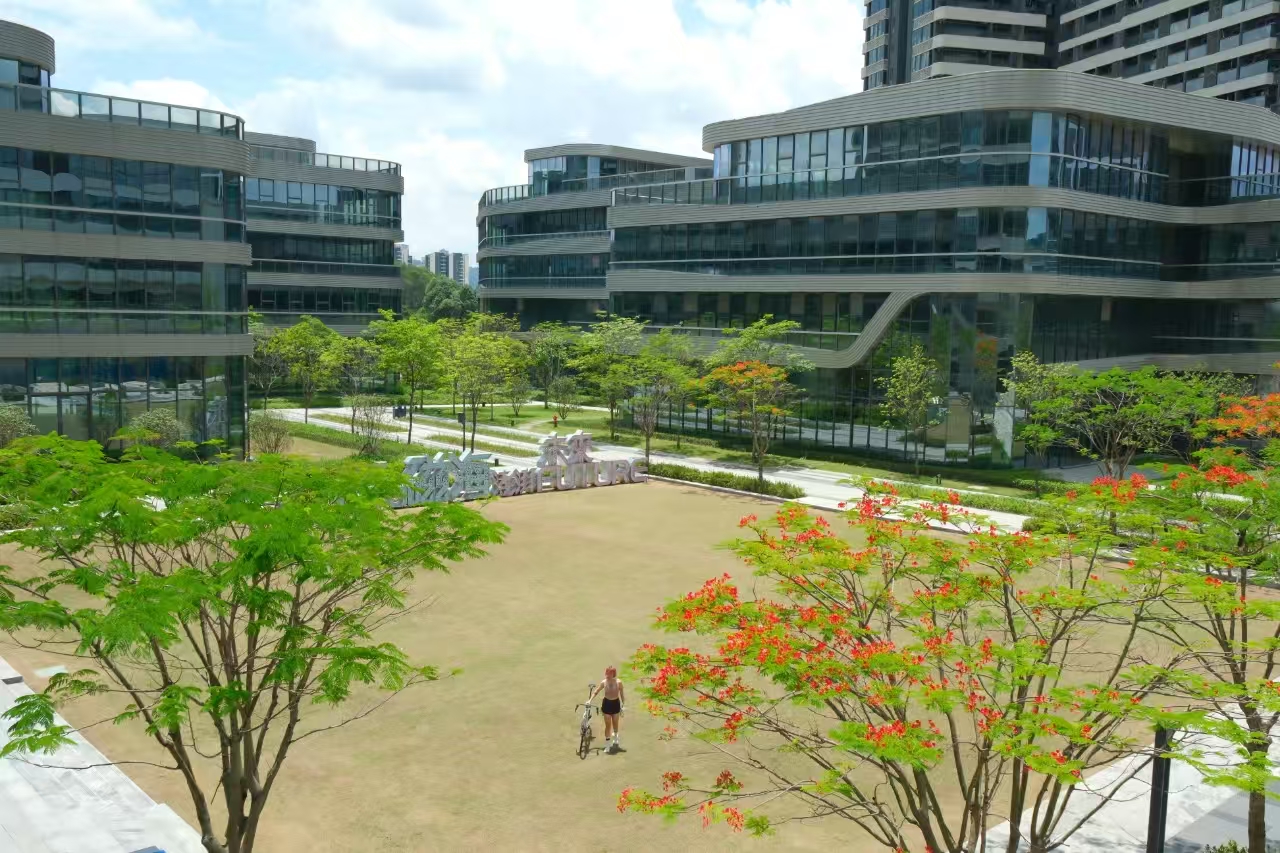 Landscaped courtyard at the company campus